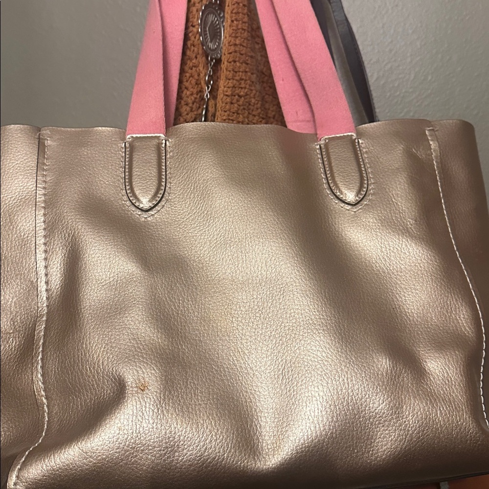 Coach Gold and Pink Metallic Tote Bag